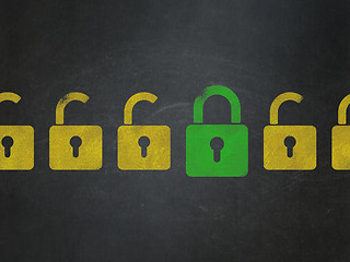 Image showing Safety concept: closed padlock icon on School Board background