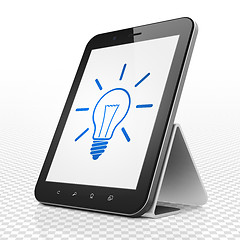 Image showing Business concept: Tablet Computer with Light Bulb on display