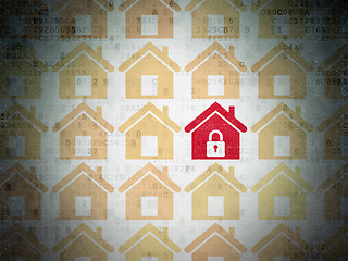 Image showing Protection concept: home icon on Digital Paper background