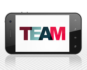 Image showing Business concept: Smartphone with Team on  display