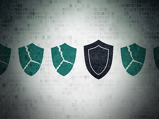 Image showing Security concept: shield icon on Digital Paper background
