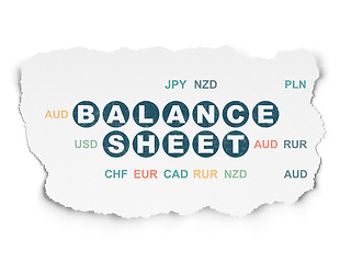 Image showing Currency concept: Balance Sheet on Torn Paper background