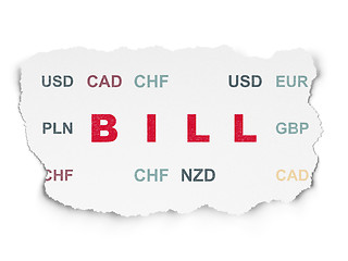 Image showing Currency concept: Bill on Torn Paper background