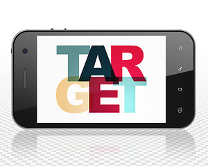 Image showing Business concept: Smartphone with Target on  display