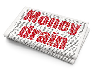 Image showing Banking concept: Money Drain on Newspaper background