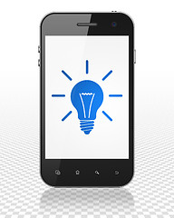 Image showing Finance concept: Smartphone with Light Bulb on display