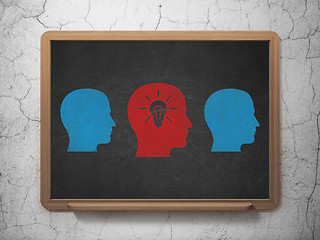 Image showing Business concept: head with light bulb icon on School Board background