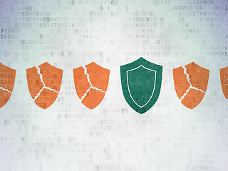 Image showing Security concept: shield icon on Digital Paper background