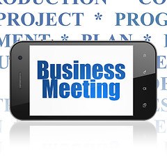 Image showing Finance concept: Smartphone with Business Meeting on display