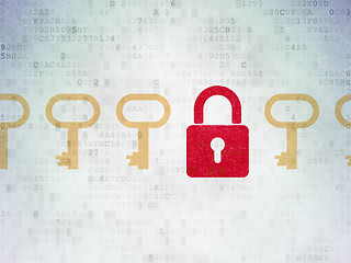 Image showing Security concept: closed padlock icon on Digital Paper background