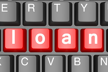 Image showing Red loan button on modern computer keyboard