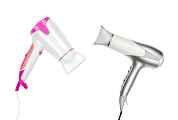 Image showing Gray hairdryer isolated on white