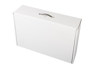 Image showing White cardboard box front view isolated on white background