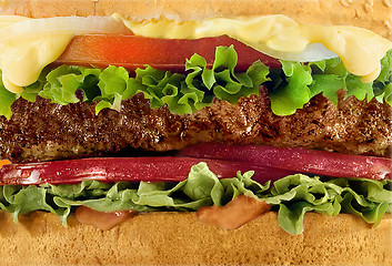 Image showing Cheeseburger macro close-up