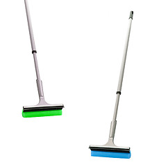 Image showing plastic brooms isolated on white