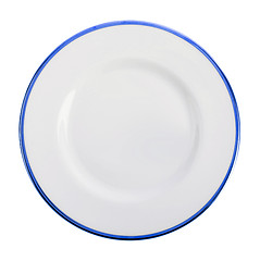 Image showing Empty dark blue plate isolated on white