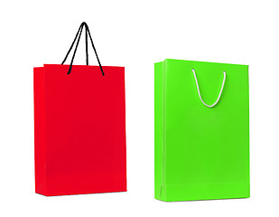 Image showing red and green shopping bag isolated