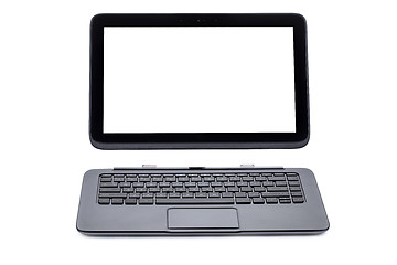 Image showing Tablet computer and keyboard isolated on white
