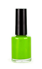 Image showing green nail polish bottle on white background