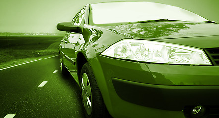 Image showing Red Sport Car on a HighWay