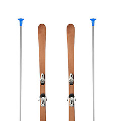 Image showing wooden alpine skis isolated