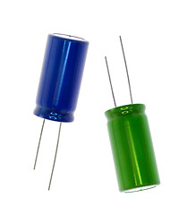 Image showing Blue and green electronic capacitor