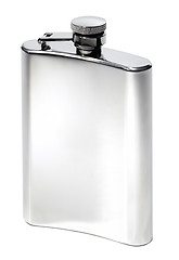 Image showing Flat metal flask on white background