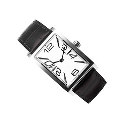 Image showing man\'s watch with a black leather belt