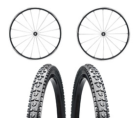 Image showing Bicycle wheels close up