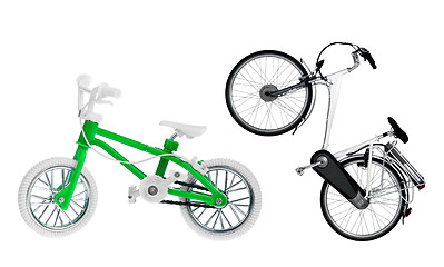 Image showing adult and children\'s bike