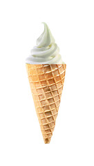 Image showing Vanilla ice cream in a sugar cone