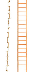 Image showing Wooden ladder with rope