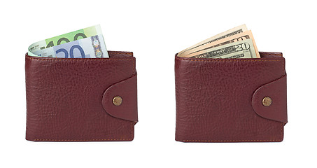 Image showing euro and dollars in wallets