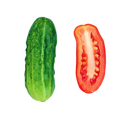 Image showing Tomato and cucumber isolated