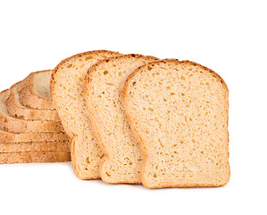 Image showing wheaten bread sliced, on white