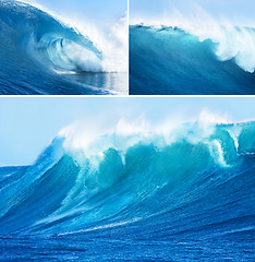 Image showing Collage of photos with sea waves