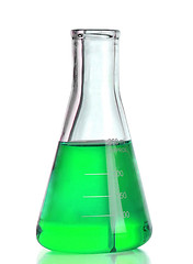 Image showing Chemical laboratory flask with green liquid