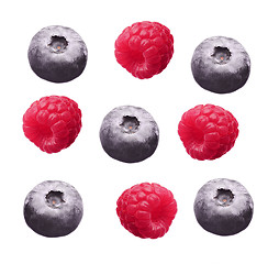 Image showing Raspberry and blueberry