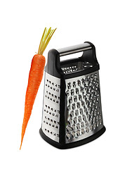 Image showing carrot and grater on white background