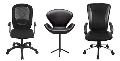 Image showing The office chair from black leather. Isolated