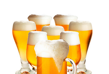 Image showing Glasses of beer isolated over white