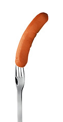 Image showing close up of sausage and fork