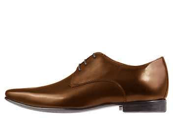 Image showing single brown formal leather shoe