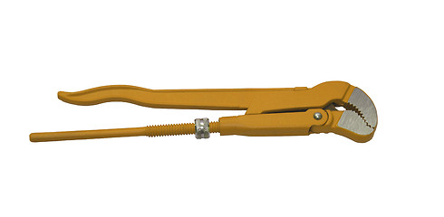 Image showing Yellow monkey wrench used for plumbing isolated on a white background