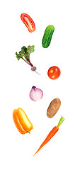 Image showing Falling fresh color vegetables