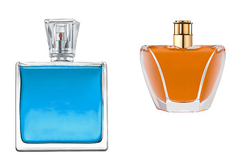 Image showing two perfume in beautiful bottles isolated