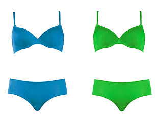 Image showing Blue and Green Polka Dot Bra
