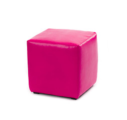 Image showing pink leather foot stool ottoman