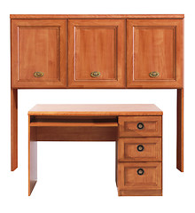 Image showing Wood cabinet and table isolated