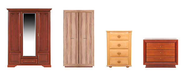 Image showing different modern wooden wardrobes